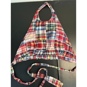 Urban Outfitters Plaid Madras Crop Halter Top‎ Size Small  Boho